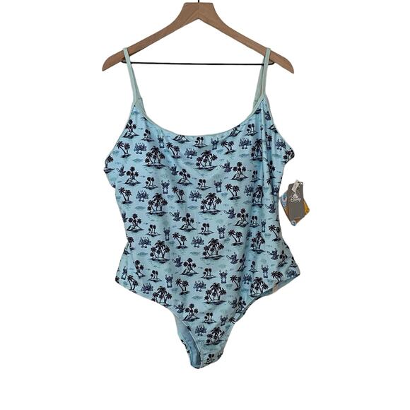 Disney Lilo And Stitch Woman's Size 1X Light Blue UPF 50+ One Piece Swimsuit NEW - Picture 11 of 11